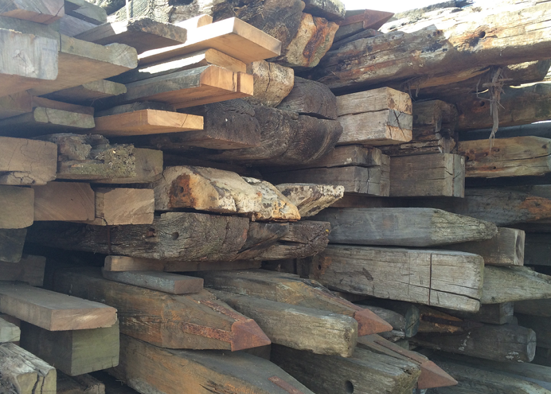 Pile of recycled timber